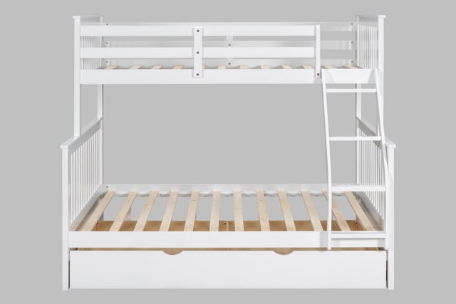 BB21 Twin/Full Bunk Bed w/Twin Trundle White