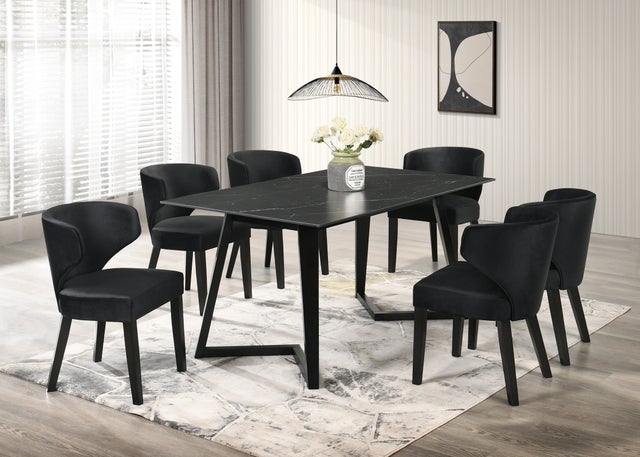 Hamilton ONYX Black Dining Table + 6 Chair Set **NEW ARRIVAL**