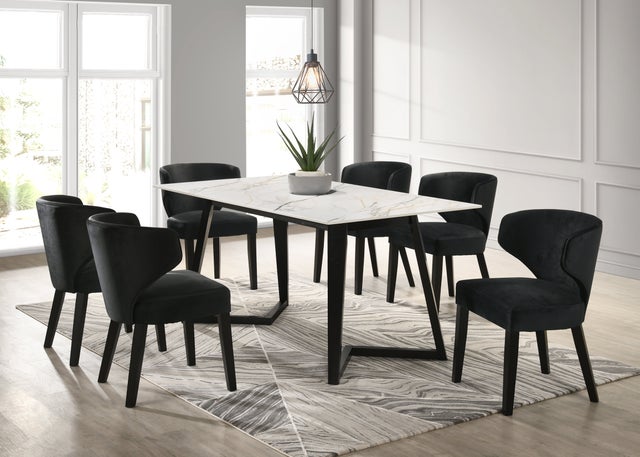 Hamilton WHITE Black Dining Table + 6 Chair Set **NEW ARRIVAL**