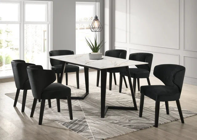 Hamilton Black Dining Table + 6 Chair Set