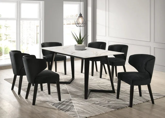 Hamilton Black Dining Table + 6 Chair Set