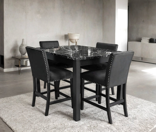 Dior Oynx Black - Pub Table + 4 Chair Set