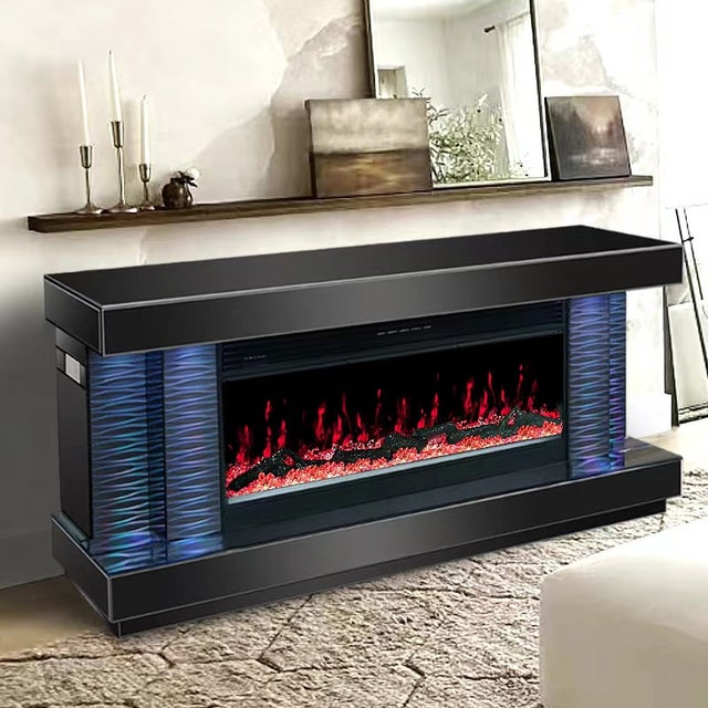 A89 TV STAND W/FIREPLACE (BLACK)