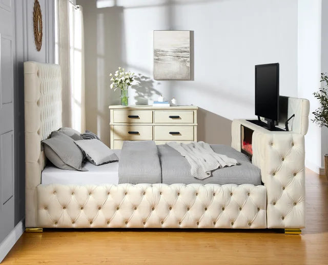 Future Beige Platform Bed - Queen, King