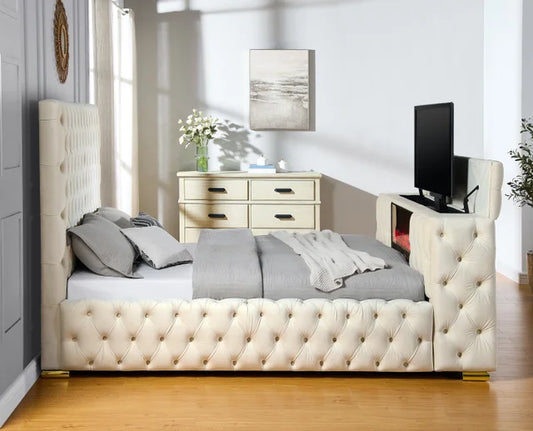 Future Beige Platform Bed - Queen, King