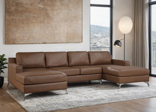 Candace Saddle Double Chaise Sectional