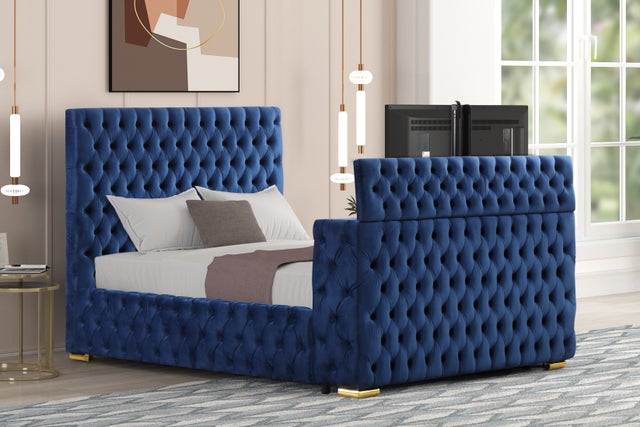 Future Blue Platform Bed - Queen, King