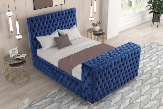 Future Blue Platform Bed - Queen, King