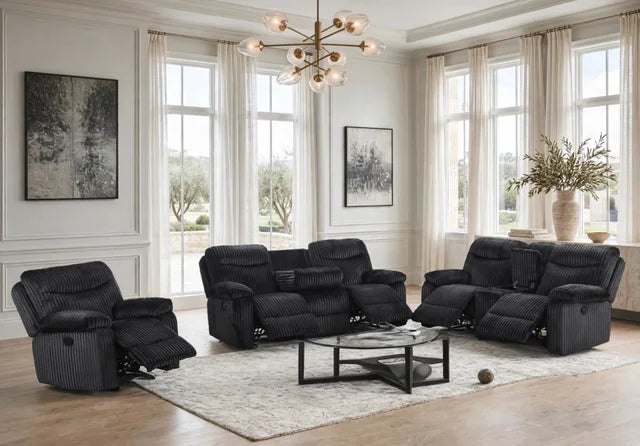 BRAVO - Black 3pc Reclining Set