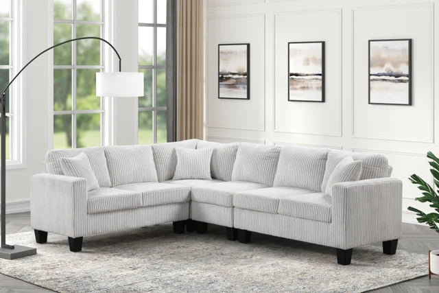 Logan Beige - Reversible Sectional (Cord Fabric)