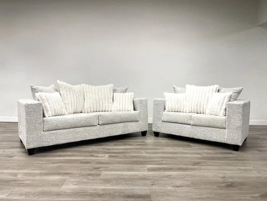 410-2PC-CREAM Sofa and Loveseat Set