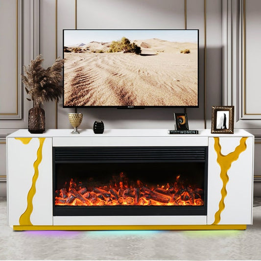 A904 TV STAND W/FIREPLACE (WHITE) **NEW ARRIVAL**