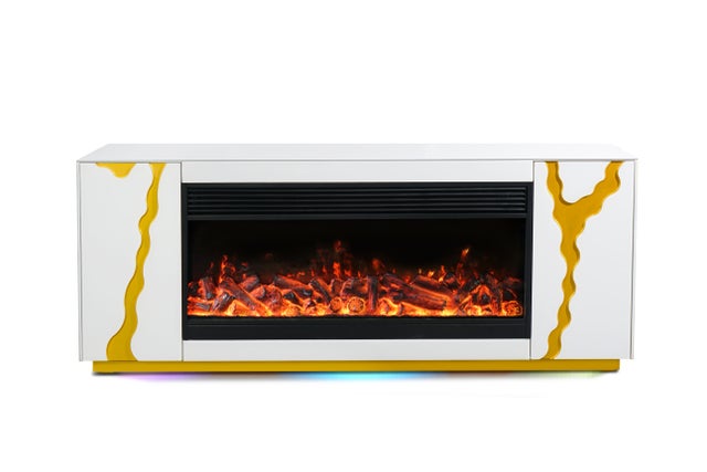 A904 TV STAND W/FIREPLACE (WHITE) **NEW ARRIVAL**