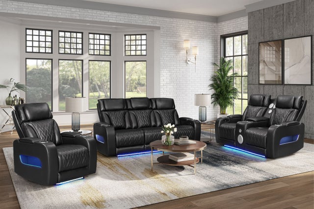 DUBAI 3PC Black Power Reclining Set **NEW ARRIVAL**