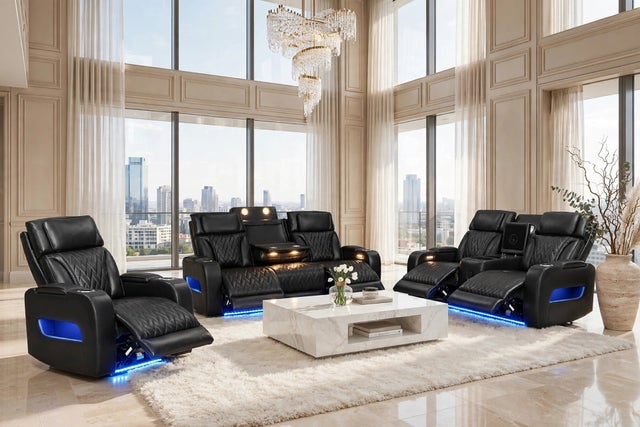 DUBAI 3PC Black Power Reclining Set