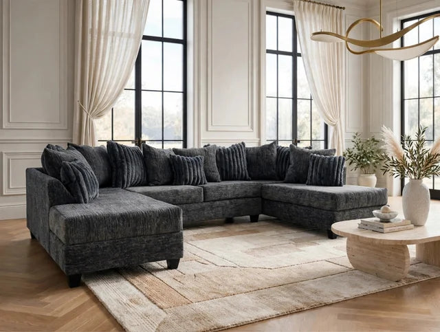 411 Charcoal - Double Chaise Sectional