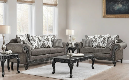 6420 Charcoal Sofa and Loveseat Set