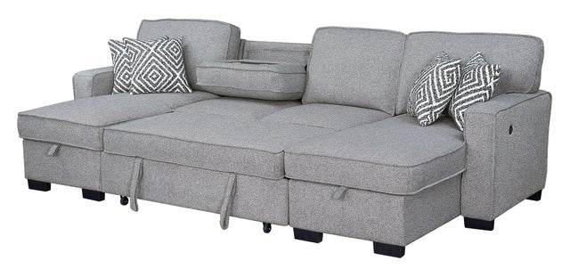 Sahara Gray - Double Storage Chaise Sectional w/ Drop Down Cupholders**NEW ARRIVAL**