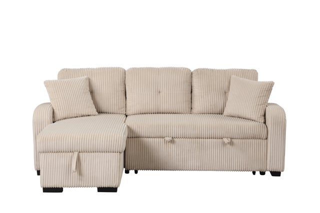 Silvia Beige - Reversible Sectional With Pull-Out Bed **NEW ARRIVAL**