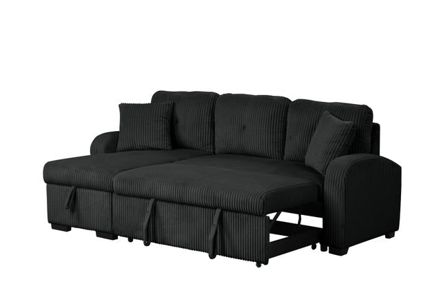 Silvia Black - Reversible Sectional With Pull-Out Bed **NEW ARRIVAL**