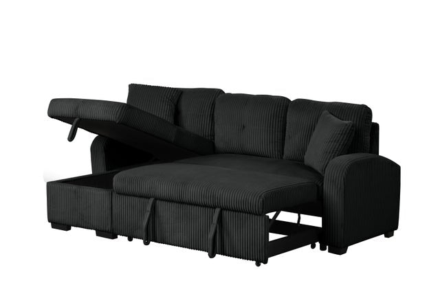 Silvia Black - Reversible Sectional With Pull-Out Bed **NEW ARRIVAL**