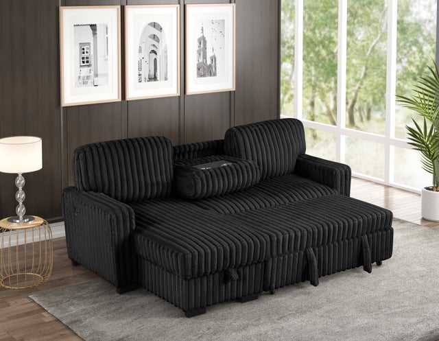 Poland Black Reversible Sectional With Pull-Out Bed **NEW ARRIVAL**