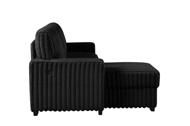 Poland Black Reversible Sectional With Pull-Out Bed **NEW ARRIVAL**