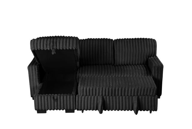 Poland Black Reversible Sectional With Pull-Out Bed **NEW ARRIVAL**