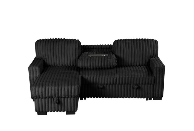 Poland Black Reversible Sectional With Pull-Out Bed **NEW ARRIVAL**