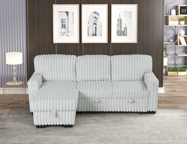 Poland Gray Reversible Sectional With Pull-Out Bed **NEW ARRIVAL**