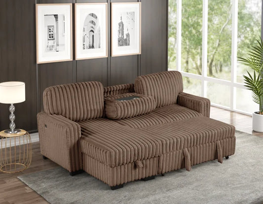 Poland Mocha Reversible Sectional With Pull-Out Bed **NEW ARRIVAL**