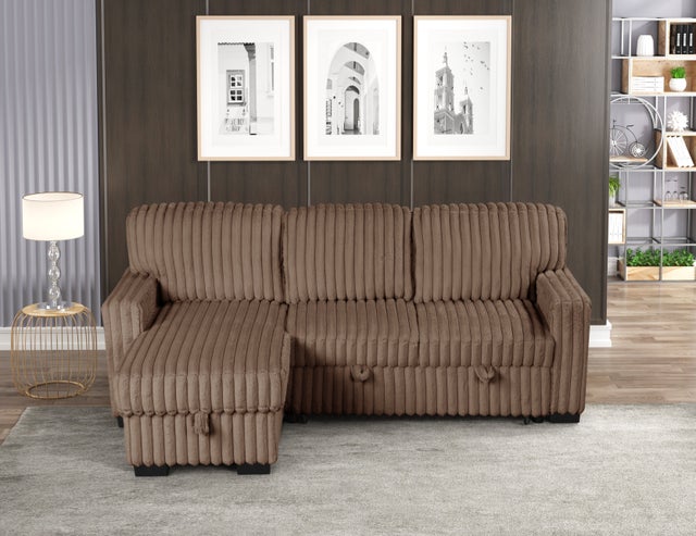 Poland Mocha Reversible Sectional With Pull-Out Bed **NEW ARRIVAL**