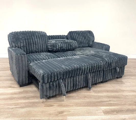 Poland Charcoal Reversible Sectional With Pull-Out Bed **NEW ARRIVAL**