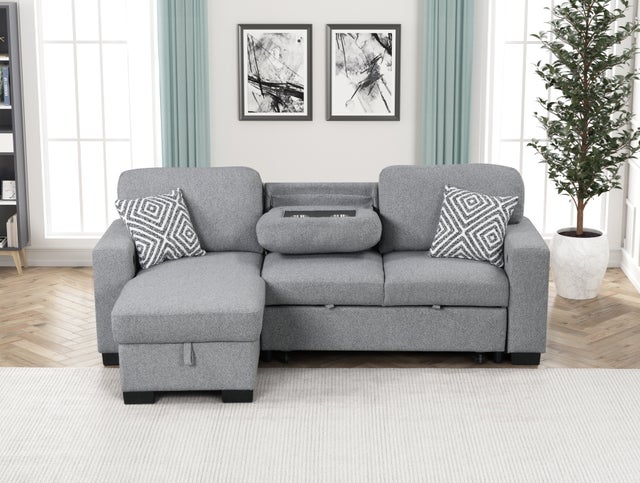 Pacific Gray Reversible Sectional With Pull-Out Bed **NEW ARRIVAL**