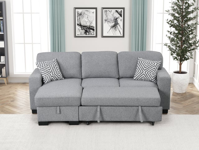 Pacific Gray Reversible Sectional With Pull-Out Bed **NEW ARRIVAL**