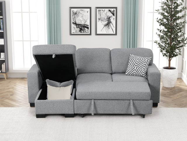 Pacific Gray Reversible Sectional With Pull-Out Bed **NEW ARRIVAL**