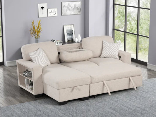 Pacific Beige Reversible Sectional With Pull-Out Bed  **NEW ARRIVAL**