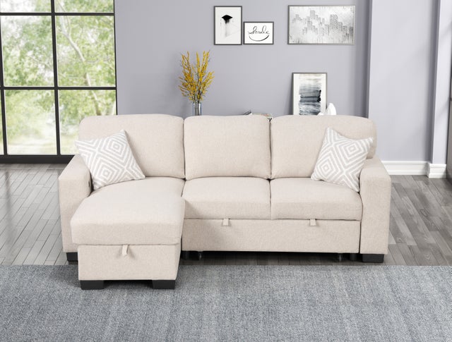 Pacific Beige Reversible Sectional With Pull-Out Bed  **NEW ARRIVAL**