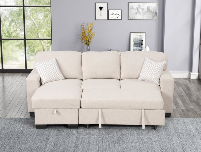 Pacific Beige Reversible Sectional With Pull-Out Bed  **NEW ARRIVAL**