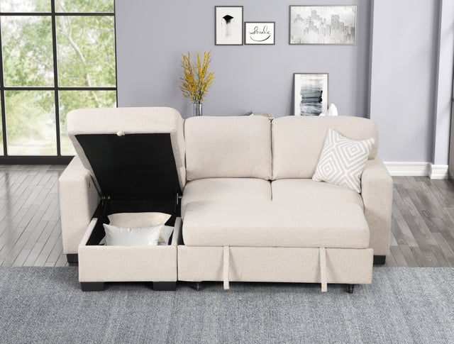 Pacific Beige Reversible Sectional With Pull-Out Bed  **NEW ARRIVAL**