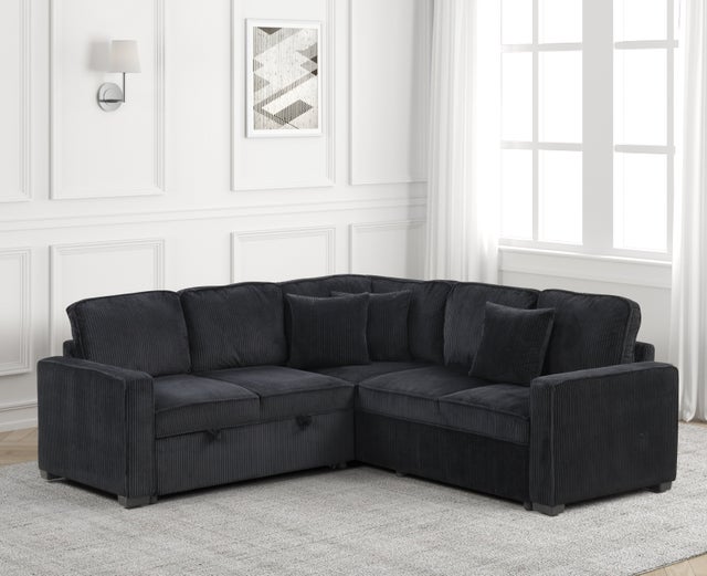 Ariel Black Sectional With Pull-Out Bed **NEW ARRIVAL**