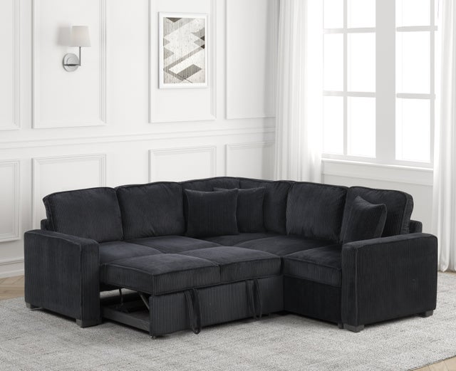 Ariel Black Sectional With Pull-Out Bed **NEW ARRIVAL**