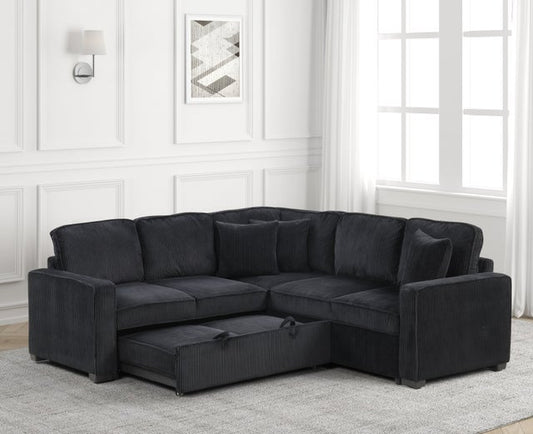 Ariel Black Sectional With Pull-Out Bed **NEW ARRIVAL**