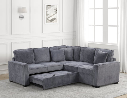 Ariel Charcoal Sectional With Pull-Out Bed *NEW ARRIVAL**