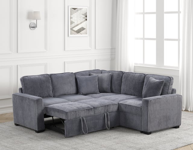 Ariel Charcoal Sectional With Pull-Out Bed *NEW ARRIVAL**