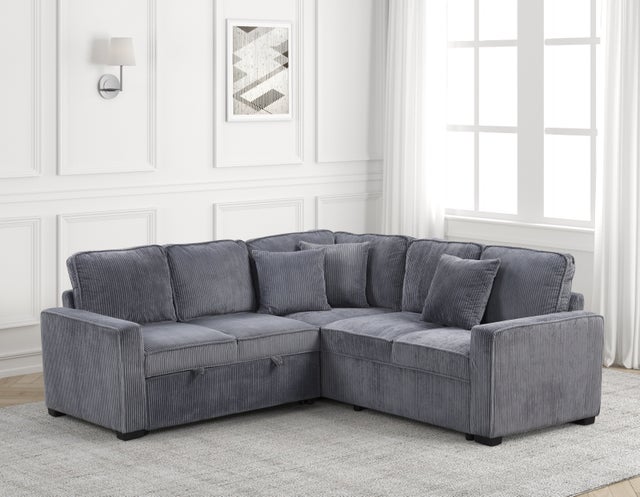 Ariel Charcoal Sectional With Pull-Out Bed *NEW ARRIVAL**