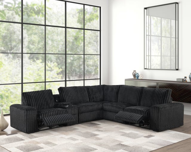 Amelia Black Power Reclining Sectional (w/ Bluetooth Speakers) **NEW ARRIVAL**