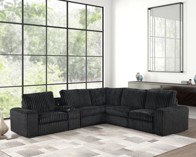 Amelia Black Power Reclining Sectional (w/ Bluetooth Speakers) **NEW ARRIVAL**