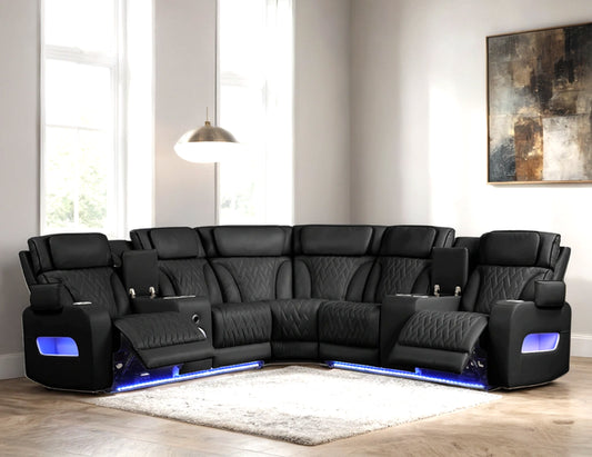 Spain Black Power Reclining Sectional (Power Headrests) **NEW ARRIVAL**