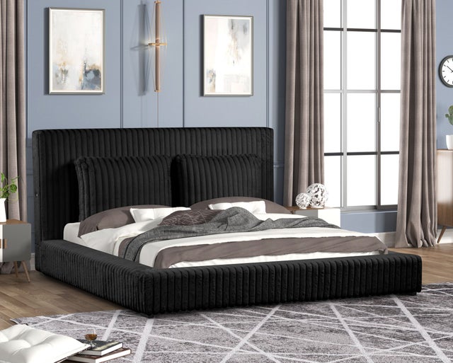 Lauren Black Platform Bed (w/ USB PORTS) - Queen, King **NEW ARRIVAL**